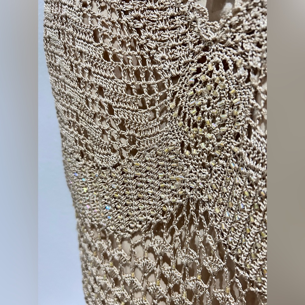 Le Chateau Sleeveless Crochet Midi Dress in Beige- Size S - Picture 6 of 10